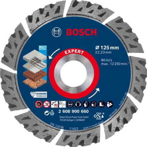 Bosch EXPERT MultiMaterial gyémánt vágótárcsa, 125 x 22,23 x 2,2 x 12 mm