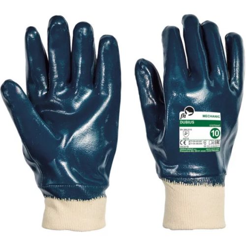 Védőkesztyű pamutra mártott nitril Dubius 10