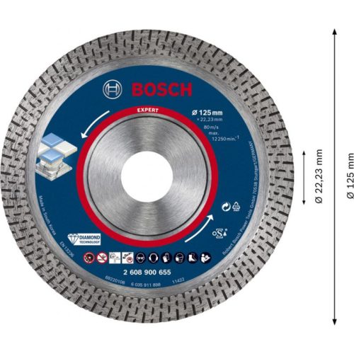 Bosch Expert HardCeramic gyémánt vágótárcsa, 125 x 22,23 x 1,4 x 10 mm 