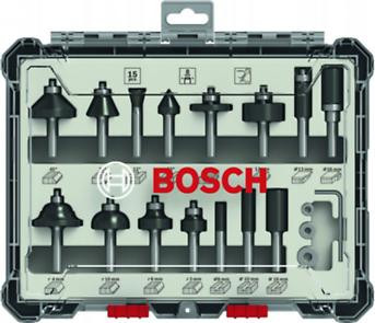 Bosch 15 részes vegyes alakmaróbetét-készlet, 8 mm-es szárral<br/>