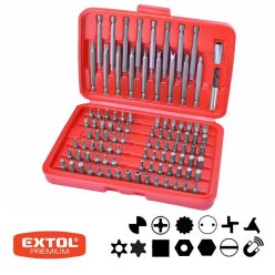   Extol behajtó klt. 98 db Cr.V., lapos:3-7mm, PH0-3, PZ0-3, HEX 1,5-6mm, T és TTa 8-40, hosszú bitekkel is.cik.8819649