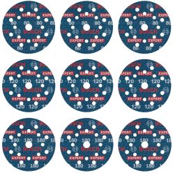   Bosch EXPERT O780 Foil csiszolótárcsa készlet, 125 mm, G80 (3 db); G120 (3 db); G180 (3 db), 9 részes