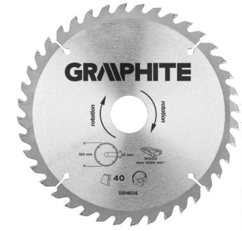Graphite  KÖRFŰRÉSZLAP KEMÉNYFÉM FOGAKKAL, 180X30MM, 40 FOG, GRAPHITE 55H604