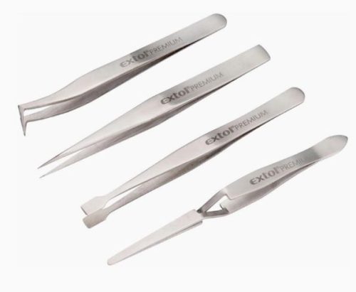 Extol csipesz klt. 4 db, CrNiMn rozsdamentes és saválló acél 201, enyhén mágneses, keménység: HRC 30