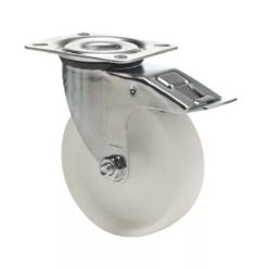   Kerék fehér poliamid,forgó-fékes 100 hátfuratos LER-PO 100G-FI