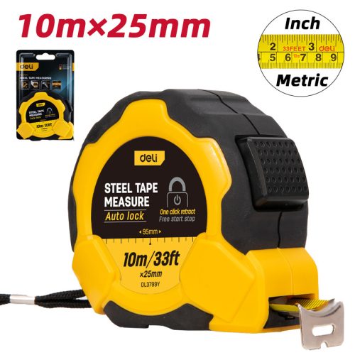 DELI Acél mérőszalag 10m x 25mm DL3799Y