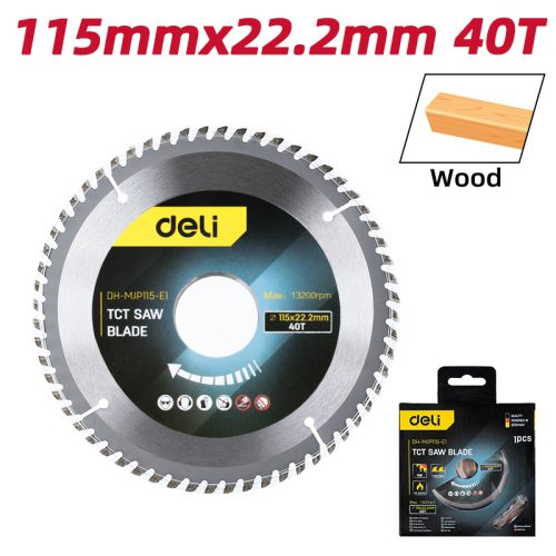 DELI keményfém fogazatú körfűrészlap 115x22.2mm 40T DH-MJP115-E1