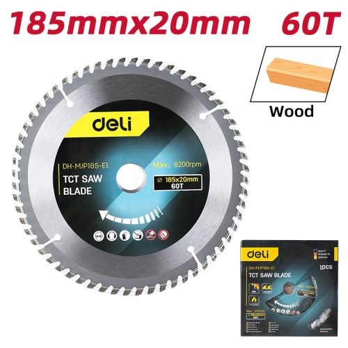 DELI keményfém fogazatú körfűrészlap 185x20mm 60T DH-MJP185-E1