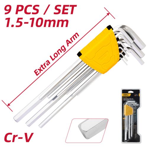 DELI Extra hosszú lapos végű imbuszkulcs készlet 1,5-10mm DL3089
