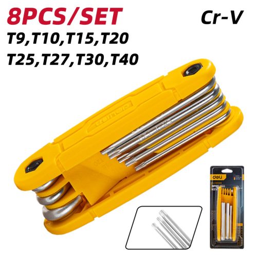 DELI Összecsukható Torx imbuszkulcs készlet T9-T40 DL234308