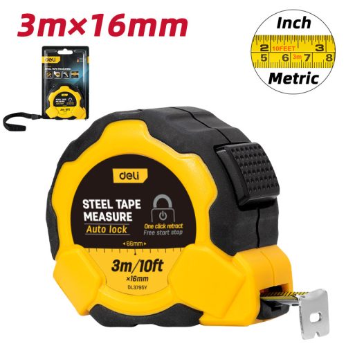 DELI Acél mérőszalag 3m x 16mm DL3795Y