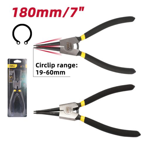 DELI Külső egyenes seeger fogó 7" 180mm DL104107