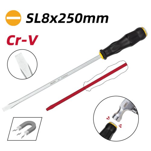 DELI Lapos csavarhúzó átmenő szárral 8x250mm DL6270101