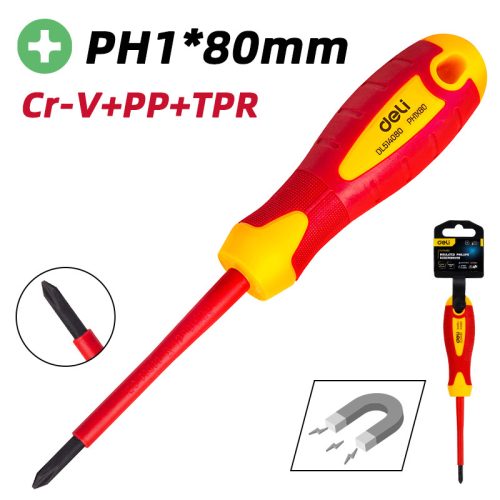 DELI Szigetelt Philips csavarhúzó PH1x80mm DL514080