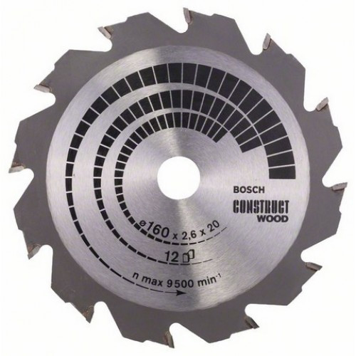 Bosch körfűrészlap 160x2.6x20/16 Z12HM Constuct
