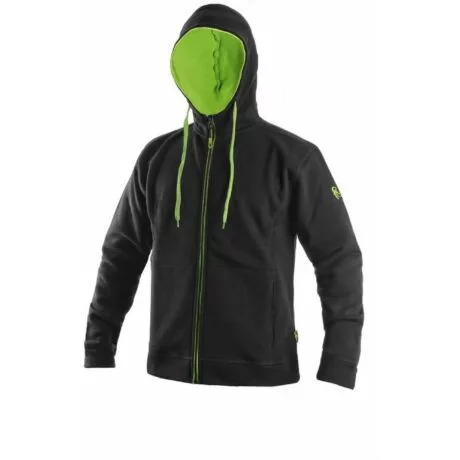 HARRISON 152001080896  2XL FÉRFI KAPUCNIS PULÓVER FEKETE/ZÖLD (2XL)