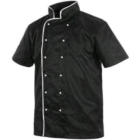 CHEF 1150146801-62  FEKETE SZAKÁCSKABÁT, RÖVID UJJÚ (62)