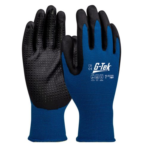 G-TEK akril, nitrilhab, pontozott, tenyérmártott munkavédelmi kesztyű (10/XL)