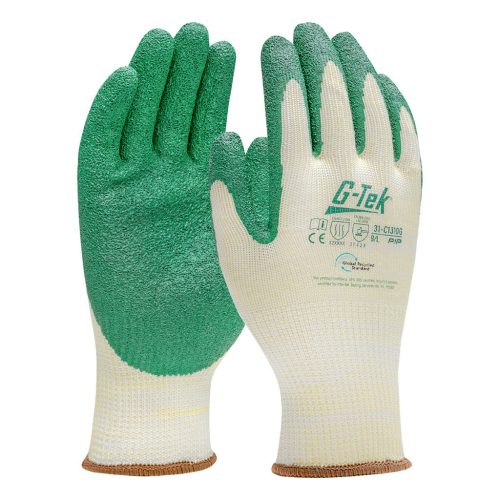 G-TEK újrahasznosított poliészter, latex tenyérmártott munkavédelmi kesztyű - bliszteres (10/XL)