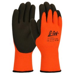   G-TEK Hi-Vis kötött, akril frottír, latexmártott munkavédelmi kesztyű (10/XL)