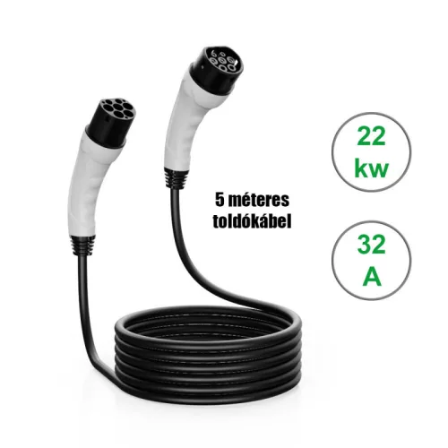 Type2 toldókábel 5 m 22kw - 32A