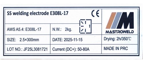 Hegesztő elektróda rozsdamentes E308-17 2,5mm 2kg - Mastroweld