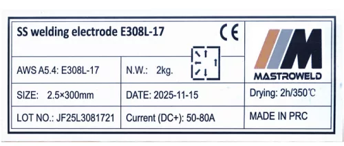 Hegesztő elektróda rozsdamentes E308-17 2,5mm 2kg - Mastroweld