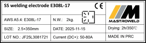 Hegesztő elektróda rozsdamentes E308-17 2,5mm 2kg - Mastroweld