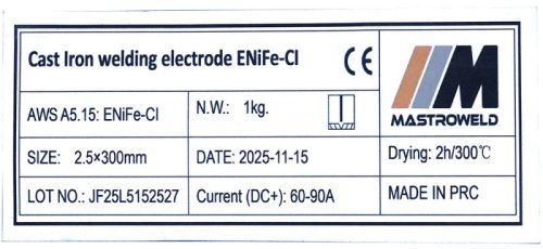Hegesztő elektróda öntöttvas ENiFe-Cl 2,5mm 1kg - Mastroweld