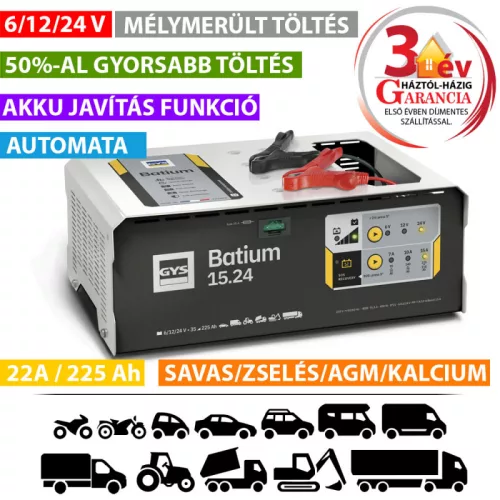 Batium 15/24 garancia – akkumulátor és töltő
