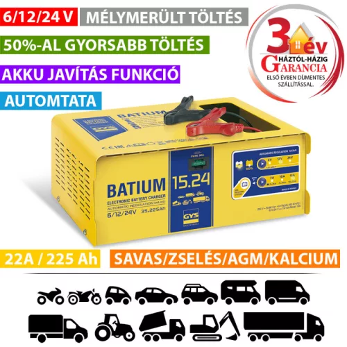 Batium 15/24 garancia – akkumulátor és töltő