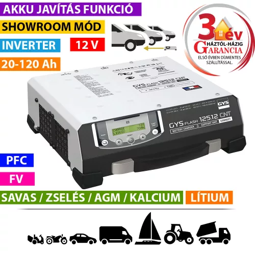GYSFLASH 125.12 CNT FV  (5 M kábel)