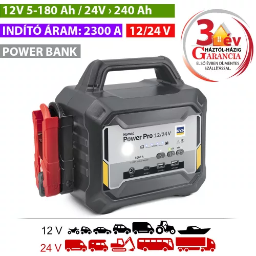 NOMAD POWER PRO 12/24V lithiumos indító