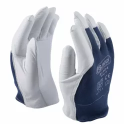   Kecske színbőr kesztyű, kék pamut kézháttall 11-es (Bluewolf)