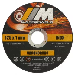 Vágókorong 125x1,0mm saválló Mastroweld prémium