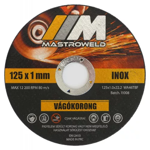 Vágókorong 125x1,0mm saválló Mastroweld prémium