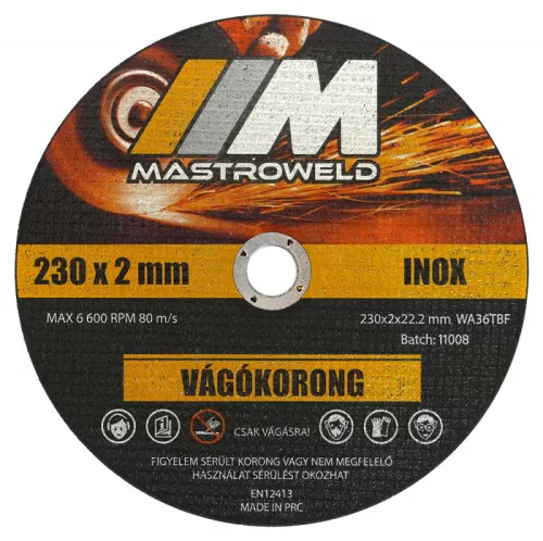 Vágókorong 230x2,0mm saválló Mastroweld