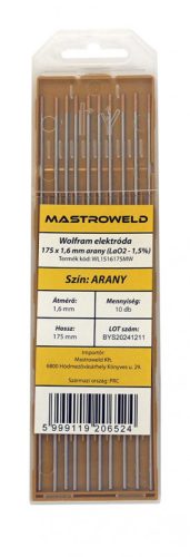 Wolfram elektróda 175 x 1,6 mm arany (LaO2 - 1,5%) MW