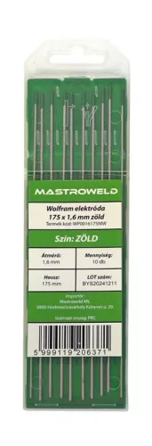 Wolfram elektróda 175 x 1,6 mm zöld MW