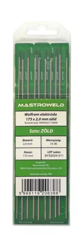 Wolfram elektróda 175 x 2,0 mm zöld MW