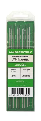 Wolfram elektróda 175 x 2,4 mm zöld MW