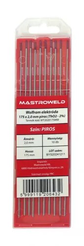 Wolfram elektróda 175 x 2,0 mm piros (ThO2 - 2%) MW