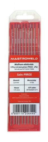 Wolfram elektróda 175 x 2,4 mm piros (ThO2 - 2%) MW