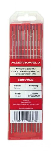 Wolfram elektróda 175 x 3,2 mm piros (ThO2 - 2%) MW