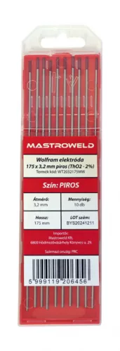 Wolfram elektróda 175 x 3,2 mm piros (ThO2 - 2%) MW