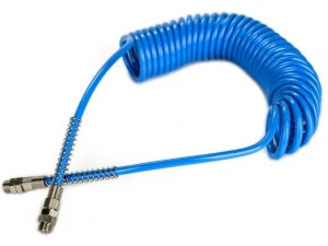 Spiráltömlő PU kék 6m 8x5mm 1/4" külső menettel