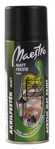 Maestro Akril Matt fekete spray 400ml 9004