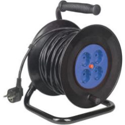 Kábeldob fém talppal ,25fm 4 elosztós