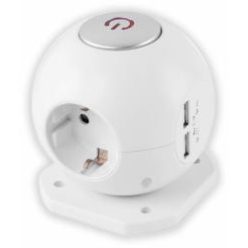 Entac Gömb elosztó 3 foglalat, 2x2 1A USB 1,5m