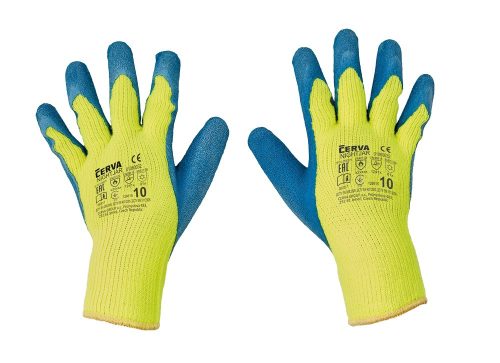 Téli kesztyű latex 8-as neon zöld Cerva